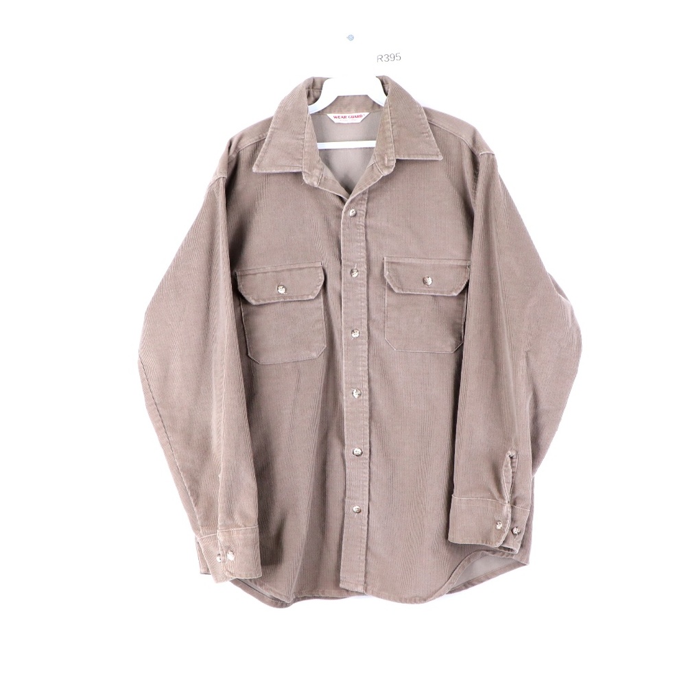 Vintage 90s Streetwear Corduroy Button Shirt Gray